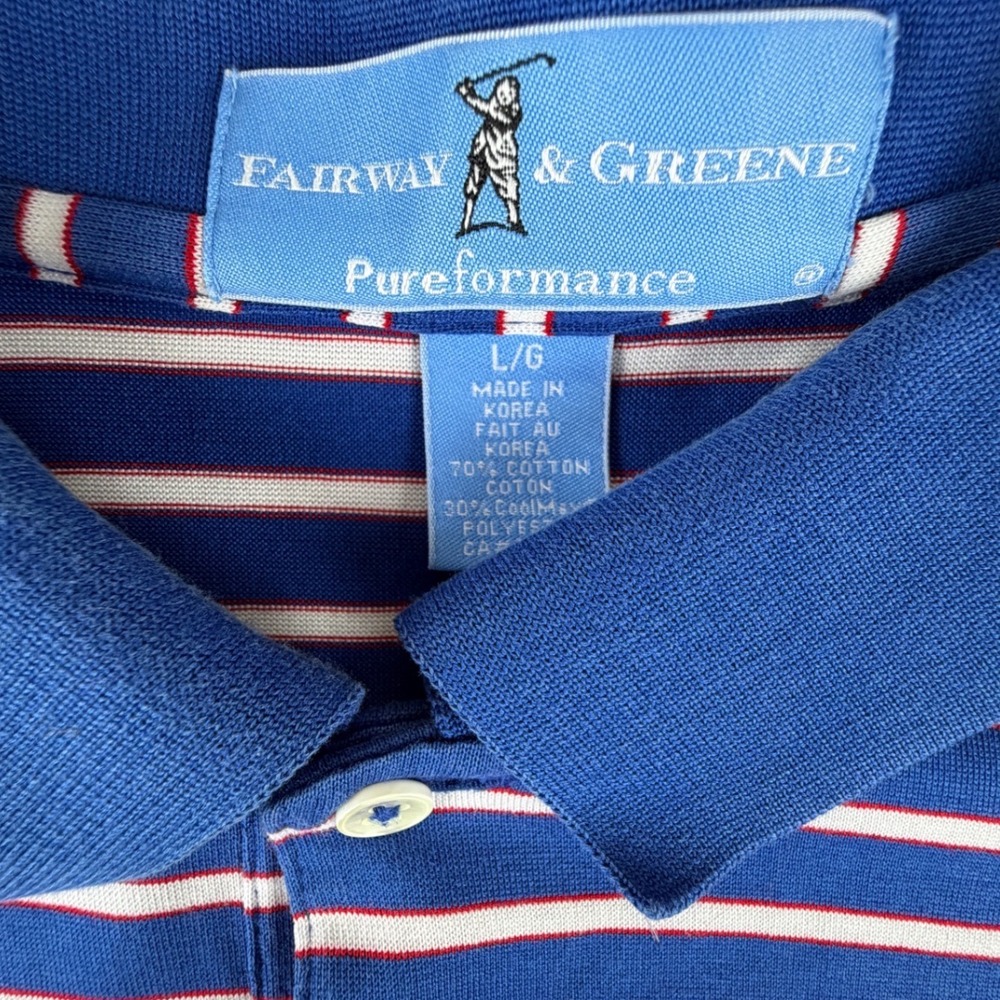 Fairway & Greene LACC Polo Shirt Mens L Blue Striped Los Angeles Country Club - Picture 4 of 4